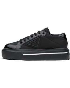 Prada (Wmns) Macro Re-Nylon And Brushed Leather Sneakers - Black