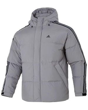adidas 3-Stripe Puff Down Coat - Grey