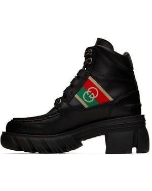 Gucci (Wmns) Interlocking Lace-Up Boots - Black