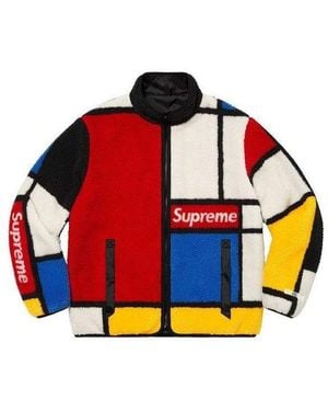 Supreme Reversible Colorblocked Fleece Jacket - Red
