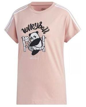 adidas (Wmns) Neo Panda Tee Printing Loose Short Sleeve - Pink