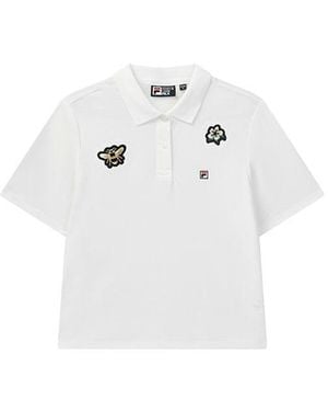 Fila (Wmns) Bee Flower Embroidered Short Sleeve Polo Shirt - White