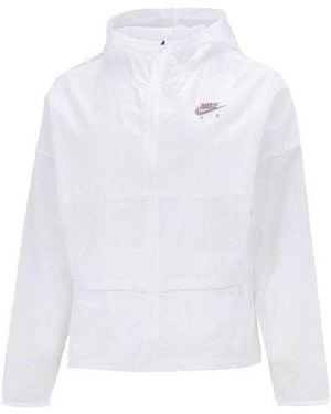 Nike (Wmns) Solid Colour Logo Zipper Long Sleeves Hooded Jacket - White