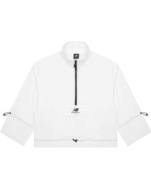 New Balance (Wmns) Logo Printing Half Zipper Sports Woven Stand Collar Jacket - White