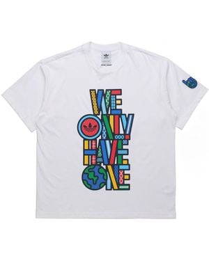adidas Originals Artist Tee Ss Earth Printing Sports Round Neck Short Sleeve - White