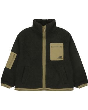 New Balance (Wmns) Splicing Retro Stand Collar Knit Lamb's Wool Short Jacket - Black