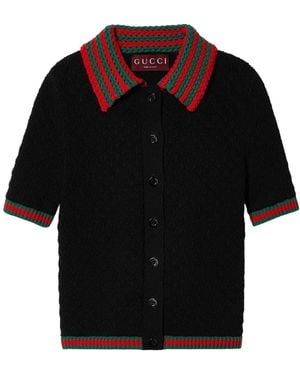 Gucci (Wmns) Cotton Lace Polo With Web - Black