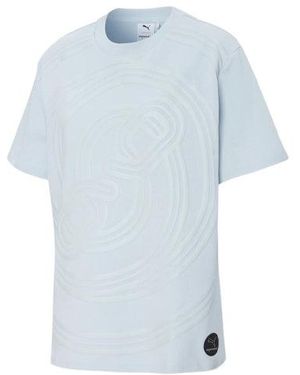PUMA (Wmns) X Pronounce Crossover W Graphic Tee Printing Pattern Solid Colour Round Neck Short Sleeve - Blue