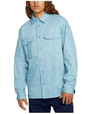 Nike Sb Woven Skate Long-Sleeve Button Down - Blue