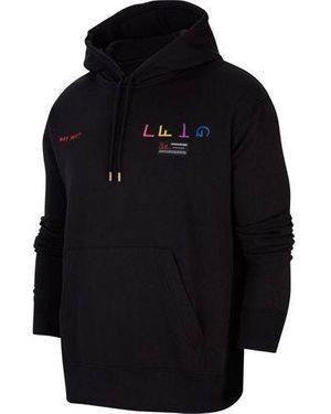 Nike Air Why Not Printing Pattern Fleece Hooded Pullover Sports Cw4255-010 - Black