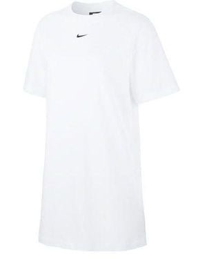 Nike (Wmns) Sportswear Essential Logo Embroidery Knitted Short Sleeve Dress - White