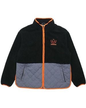 adidas Originals Big Trfl Sherpa Stitching Lamb Wool Casual Sports Jacket - Black