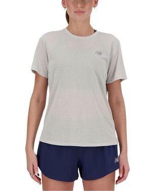 New Balance (Wmns) Athletics T-Shirt 'Ash Heather' - Blue