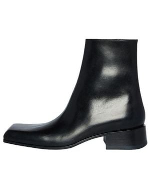 Balenciaga Square Toe Ankle Boots Leather' - Black