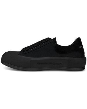 McQueen Deck Skate Plimsoll Lace Up 'Triple' - Black