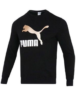 PUMA Bronzing Logo Sports Round Neck Pullover - Black