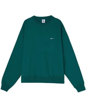 Nike Lab Fleece Crew Solid Colour Plush Stay Warm Sports Round Neck Pullover - Green