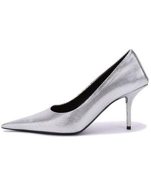 Balenciaga (Wmns) Embossed Square Knife Court Shoes - Metallic