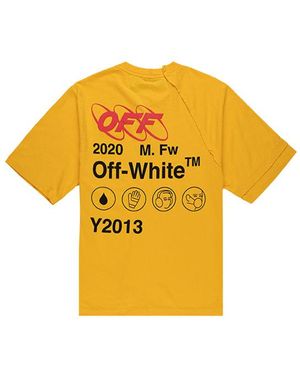 【OFF-WHITE】INDUSTRIAL Y013 KNIT TEE YELLOW BLACK OFF-WHITE Industrial Y013 T-Shirt Yellow/Multicolor Men's
