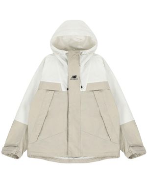 New Balance Logo Embroidered Colorblock Hooded Jacket Couple Style - White