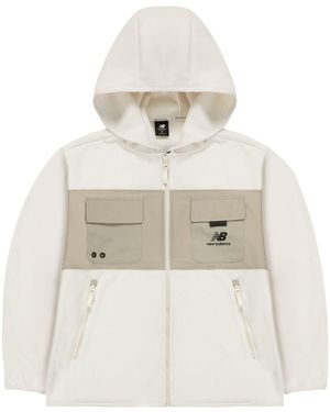 New Balance Casual Sports Contrasting Colors Knit Hooded Polar Fleece Jacket - White