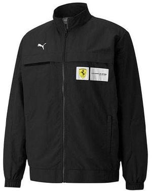 PUMA Ferrari Racing Series Logo Sports Stand Collar Jacket - Black