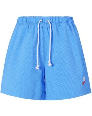 Nike Sportswear Solid Color Logo Micro Mark Waterproof Woven Sports Shorts - Blue