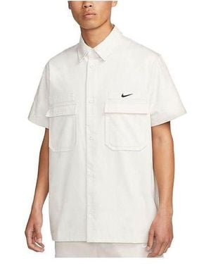 Nike Life Woven Military Short-sleeve Button-down Shirt Cotton - White