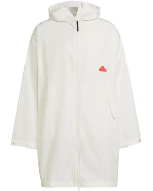adidas Logo Solid Color Hooded Jacket Windbreaker - White
