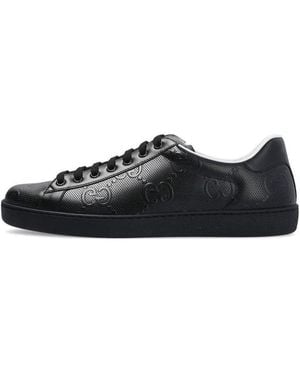 Gucci New Ace Perforated Leather Mid-top Sneakers - Black