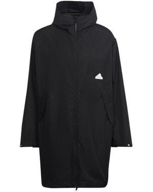 adidas Logo Solid Color Hooded Jacket Windbreaker - Black