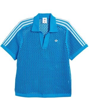 adidas X Clot Fw24 Crochet Polo Shirt Asia Sizing 'Bright' - Blue