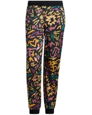 adidas Originals Geometry Pattern Full Print Printing Stripe Casual Pants/Trousers - Black