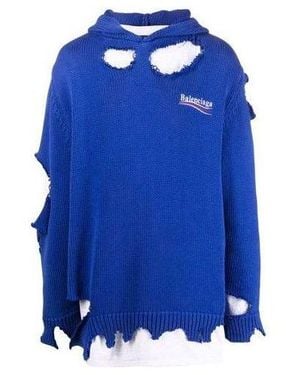 Balenciaga Political Campaign Destroyed Hoodie - Blue