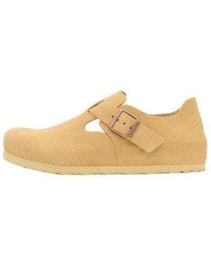 Birkenstock London Suede Leather Narrow Fit Shoes 'Latte Cream' - Natural