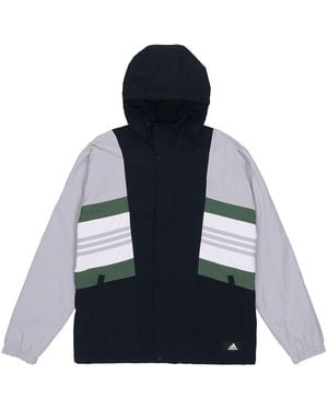 adidas Ub Jkt Cb Fleece Lined Stay Warm Sports Woven Hooded Jacket - Blue