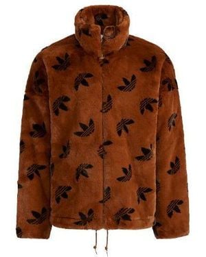 adidas Originals Logo Stand Collar Sports Jacket International Size - Brown