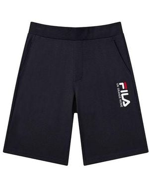 Fila Logo Embroidered Casual Knit Shorts - Blue