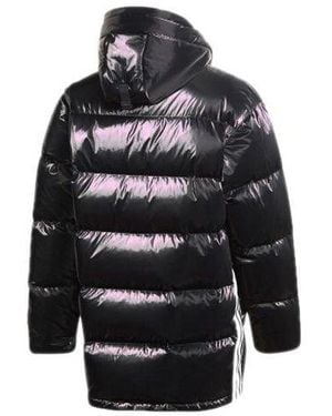 adidas Originals Thicken Windproof Hooded Mid-Length Sports Down Jacket - Black