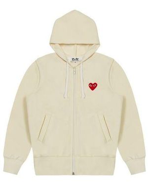 COMME DES GARÇONS PLAY Cdg Play Red Hooded Zipper Hoodie White
