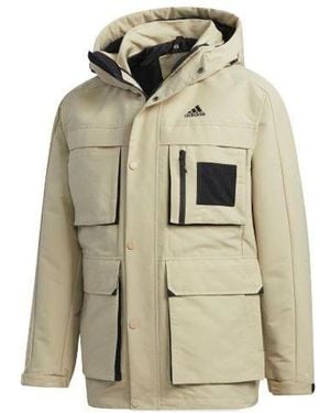 adidas 3In1 Down Jkt Multiple Pockets Outdoor Sports Detachable Hooded Down Jacket - Natural