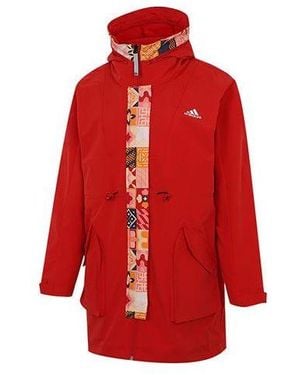 adidas (Wmns) Cny Long Jkt Limited Fleece Lined Stay Warm Mid-Length Woven Hooded Jacket - Red