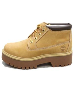 Timberland (Wmns) Stone Street Mid Lace Up Waterproof Chukka Boots 'Wheat Nubuck' - Natural
