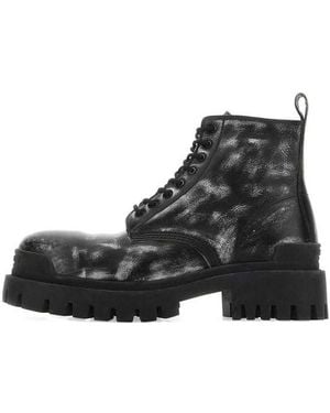 Balenciaga Strike Ankle Boots 'Washed Out Leather' - Black