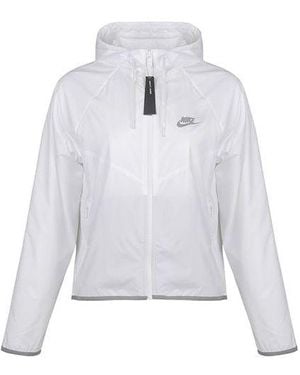 Nike (Wmns) Sportswear Windrunner Sports Splice Zipper With Cap Waterproof Jacket - White