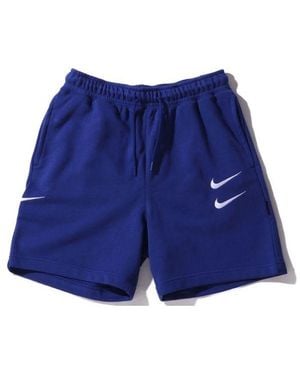 Nike Swoosh French Terry Short Casual Sports Shorts - Blue