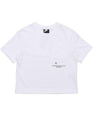 Nike (Wmns) Sportswear Swoosh Short Printed Round Neck Pullover T-Shirt - White