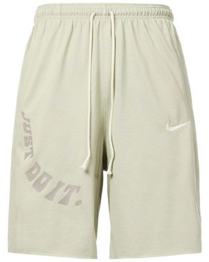Nike Logo Embroidered Alphabet Printing Elastic Waistband Straight Casual Shorts Light Stone - Natural