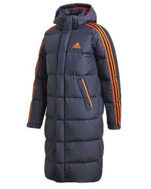 adidas 3St Long Coat Outdoor Sports Detachable Hooded Down Jacket - Blue