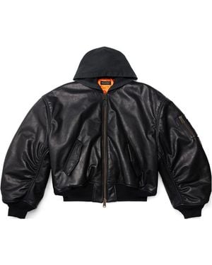 Balenciaga Hooded Bomber Jacket - Black